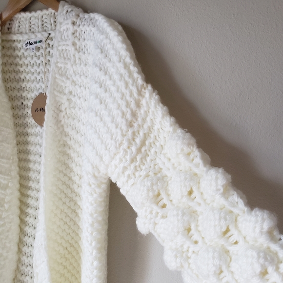 ❗SOLD❗Pom Sleeve Knit Cardigan Sweater - Picture 7 of 14